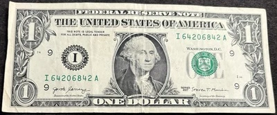 2017 Minneapolis $1 Bill All Even Numbers  - Image 1 of 2