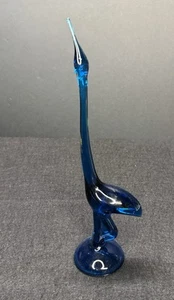 Vintage Viking Glass Bluenique Epic Egret #1315 - 1960s Mid-Century Decor - Picture 1 of 17