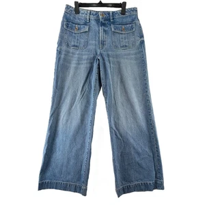 Ryegrass Wide Leg Jeans Womens Size 12 High Rise Light Wash Flap Patch Pockets - Picture 1 of 9