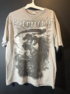 Y2K DESTRUCTION SHIRT HERREN XL SCHWARZ ALL OVER PRINT TAPOUT AFFLICTION STYLE - Bild 1 von 10