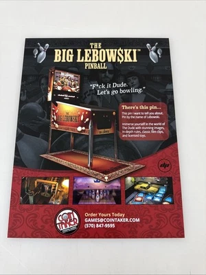 Folleto del juego Dutch Pinball The Big Lebowski original Foto 1 de 2