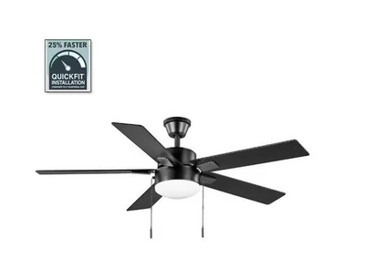 Hampton Bay 52 in. Corwin Indoor/Outdoor Matte Black LED Ceiling Fan Light - Image 1 of 4