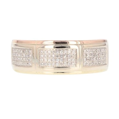 .33ctw Diamond Pavé Set Cluster Wedding Band Ring 10k Multi-Tone Gold Size 10 - Image 1 of 4