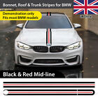 For BMW Racing HOOD BONNET ROOF Rear TRUNK Line Stripe Stickers BLACK & RED Line