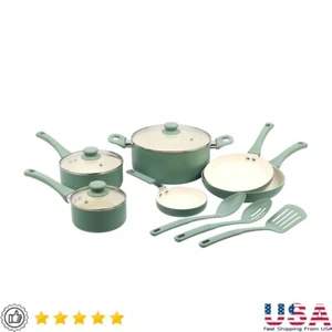 Nonstick Cookware Set 12 Piece Aluminum Cookware Kitchen Utensils Everyday Use - Picture 1 of 10