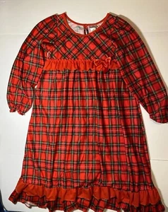 Vintage Laura Dare Sz 14 Soft Nightgown Christmas Holiday Red Green Plaid USA - Picture 1 of 7