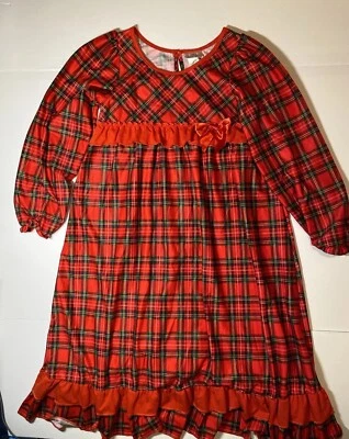 Vintage Laura Dare Sz 14 Soft Nightgown Christmas Holiday Red Green Plaid USA - Image 1 of 4