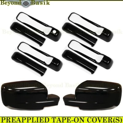 For 2009-2017 2018 Dodge Ram 1500 GLOSS BLACK 4 Door Handle COVERS+Mirrors No TS — 第 1/2 张图片