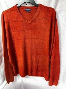Vintage Saddlebred 100% Acryl Orange Langarm V-Ausschnitt Pullover Gr. XXL - Bild 1 von 3