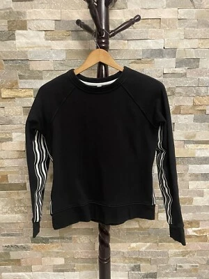 Athleta 24/7 Striped Crew Neck Sweatshirt Women’s Size XS Black/White Stripes - Image 1 of 4