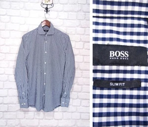 Camicia da uomo HUGO BOSS blu check slim fit manica lunga taglia 15/38 - Foto 1 di 5