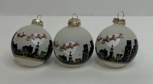 Krebs Glass Night Before Christmas Christmas Ball Ornaments (3) Santa Sleigh - Picture 1 of 12