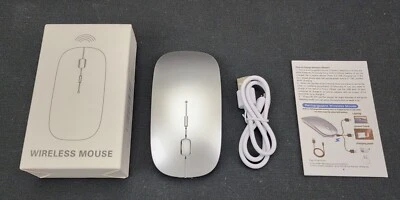 RECHARGEABLE WIRELESS BLUETOOTH MOUSE SLIM SILVER COLOR NEW & UNUSED WITH BOX - Image 1 of 4