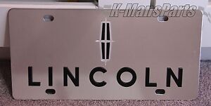 Lincoln emblem chrome stainless steel vanity license plate tag black mirror