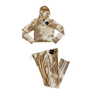 Joggers & Hoodie Set Double Side Stripe Charlotte Russe Cream Tie Dye M, L & XL - Picture 1 of 12