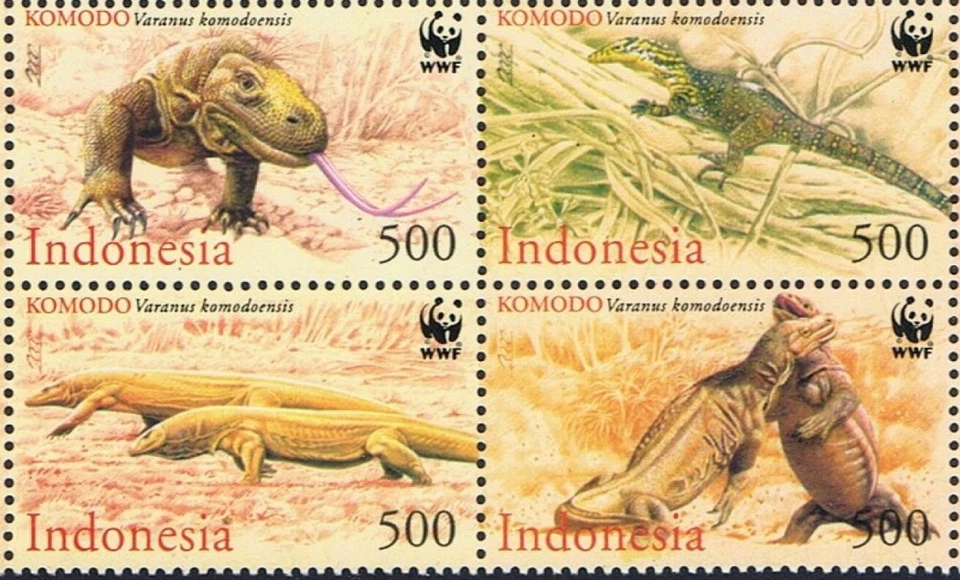 Indonesia #Mi2005-Mi2008 MNH 2000 Komodo Dragons WWF [1911-1914] Foto 1 de 1
