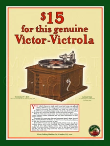 Anuncio de máquina parlante Victor Victrola impreso en lona satinada - Imagen 1 de 1