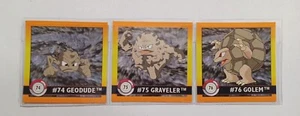 GEODUDE #74 GRAVELER #75 GOLEM #76 Pokemon 1999 Artbox Series 1 STICKER SET NM - Picture 1 of 3