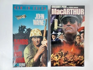 VHS - Sands of Iwo Jima & MacArthur John Wayne - Gregory Peck Sealed Free ship - Picture 1 of 9