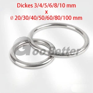 Rundringe Edelstahl VA Poliert Rund Ring O Ring Ringe 20/30/40/50/60/80/100mm - Picture 1 of 27