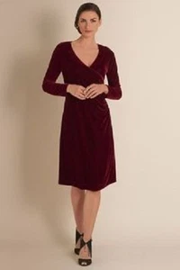 Soft Surroundings Burgundy Stretch Velvet Shapely Anywhere Dress L 12/14 $88 - Picture 1 of 3
