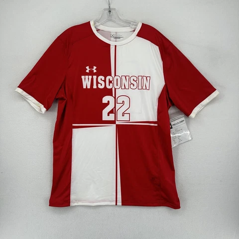 Wisconsin Under Armour Soccer Jersey Men's Size Large Red White Cover