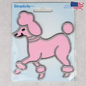 2 Pack Large Pink Poodle-Simplicity Embroidered Iron On Patches Grease Costume - Picture 1 of 2