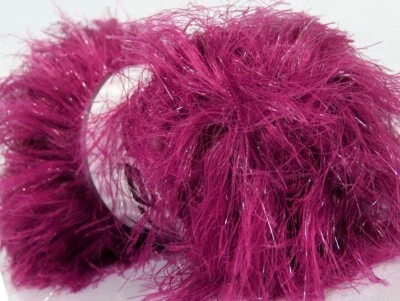 Magenta Faux Fur Glitz Eyelash Yarn 100 Gram 36763 Ice Yarns 58yds Sparkly - Image 1 of 3