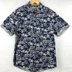 Coastal Hawaiian Tiki Blue Island Luau Camp Casual Shirt Mens Blue Floral Large - Picture 1 of 7