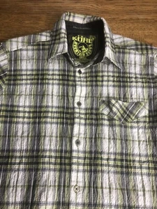 Kuhl Mountain Grown Men’s S Button Front Shirt Black Green Plaid - Picture 1 of 7