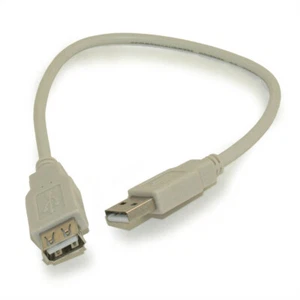 1 ft EXTENSIÓN USB 2.0 Tipo A Macho a HEMBRA Cable Beige - Imagen 1 de 3