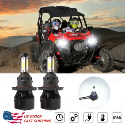 For Polaris Ranger RZR 800S 900S 1000 XP Light Ranger 100W LED Bulbs Headlights - Image 1 of 4