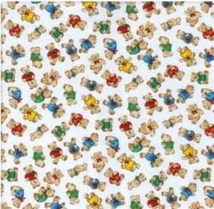 BTY 123 ABC III Bear Toss White Cotton Fabric Freedom By The Yard FAFF496-1 - Picture 1 of 4