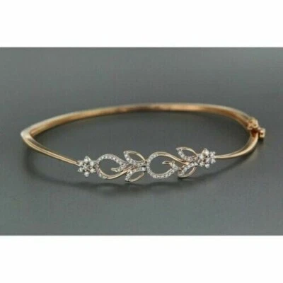2CT Round Cut Diamond Lab-Created Women Bangle Bracelet 14K Two-tone Gold Plated - Image 1 of 4