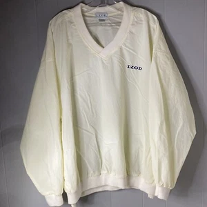Vintage IZOD V-Neck Pullover Windbreaker Men's Light Yellow Golf Packable Large - Picture 1 of 13