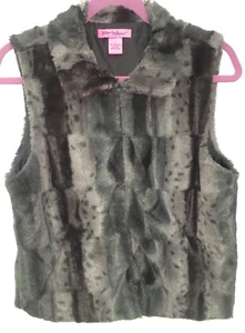 Designer Betsy Johnson Faux Fur Jacket Vest Small S LN Animal Print Stylish (B9) - Picture 1 of 7
