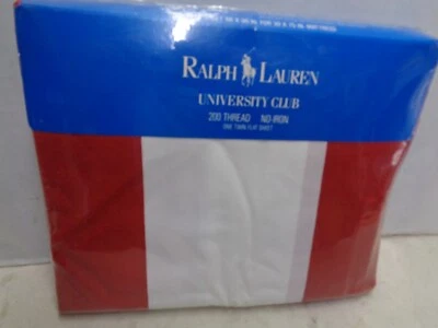 Ralph Lauren sealed SHEET 1989 RED RUGBY twin flat sealed 39 x 75" OLD STOCK ! - Image 1 of 4