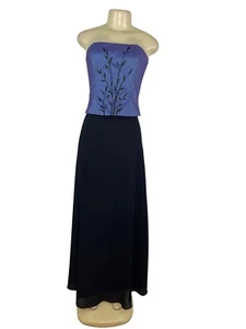 Jessica McClintock Damen trägerloses lila Top Gr. 8 & schwarz Maxirock Set Gr. 6 - Bild 1 von 13