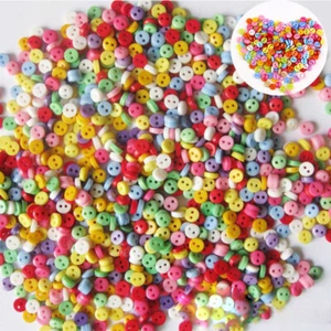 TINY RESIN 200 6mm ROUND BUTTONS - MIXED COLOURS - CRAFT - SCRAPBOOK - SEWING - Picture 1 of 7