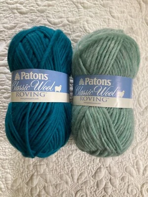 LOT OF 2 ~ Patons Classic Wool Roving Yarn 100% Pure New Wool Teal/Light Green - Image 1 of 4