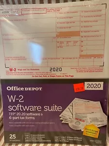 25 Office Depot W-2 Software Suite 2020 2-Up, 6-teilig Laser Steuerformulare Heftklammern W2 - Bild 1 von 7