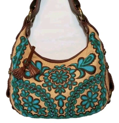 VINTAGE ISABELLA FIORE OH SUZANI NIKKI TURQUESA FRISADO COURO MARROM HOBO R$545 - Imagem 1 de 4