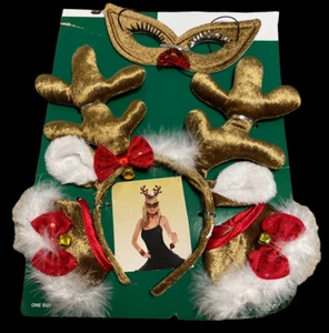 vixen reindeer costume kit headband with ears, mask & Cuffs - Picture 1 of 6