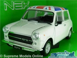 MINI COOPER 1300 MODEL CAR WHITE UNION JACK 1:24 SIZE WELLY OPENING PARTS LGE K8 - Picture 1 of 6