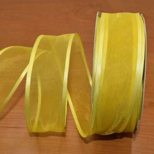 30 Yard Spool Sunshine Yellow Sheer Satin Edge Wired Ribbon 1 1/2"W - Picture 1 of 1