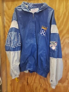 Rare Vintage 90s STARTER Kansas City KC Royals MLB Baseball Rain Jacket Mens L - Picture 1 of 8