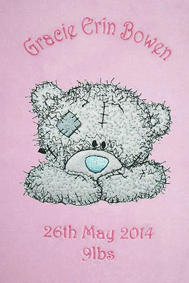 OH SEW SIMPLE Me To You Happy Face Tatty Bear personalisierte superweiche Fleece Babydecke