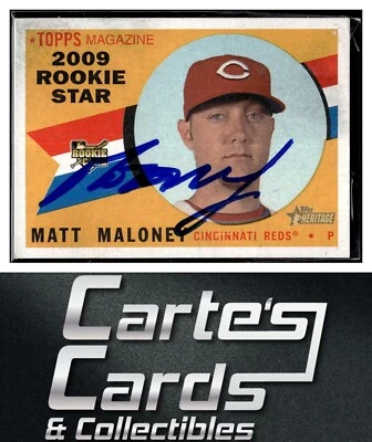 Matt Maloney 2009 Topps Heritage #638 Cincinnati Reds TTM/IP Signed Autographed - Image 1 of 2