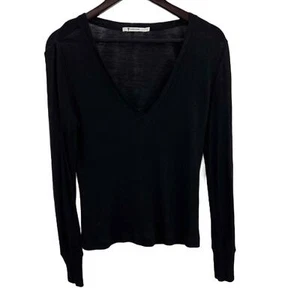T Alexander Wang Sweater Black Merino Wool V Neck Womens Size Medium - Picture 1 of 4