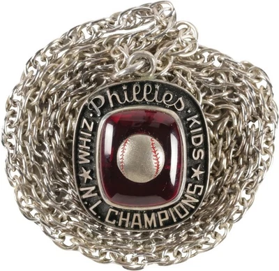 1950 Baseball Philadelphia Phillies Whiz Kids N.L. Champions Silver Pendant Pin - Image 1 of 4